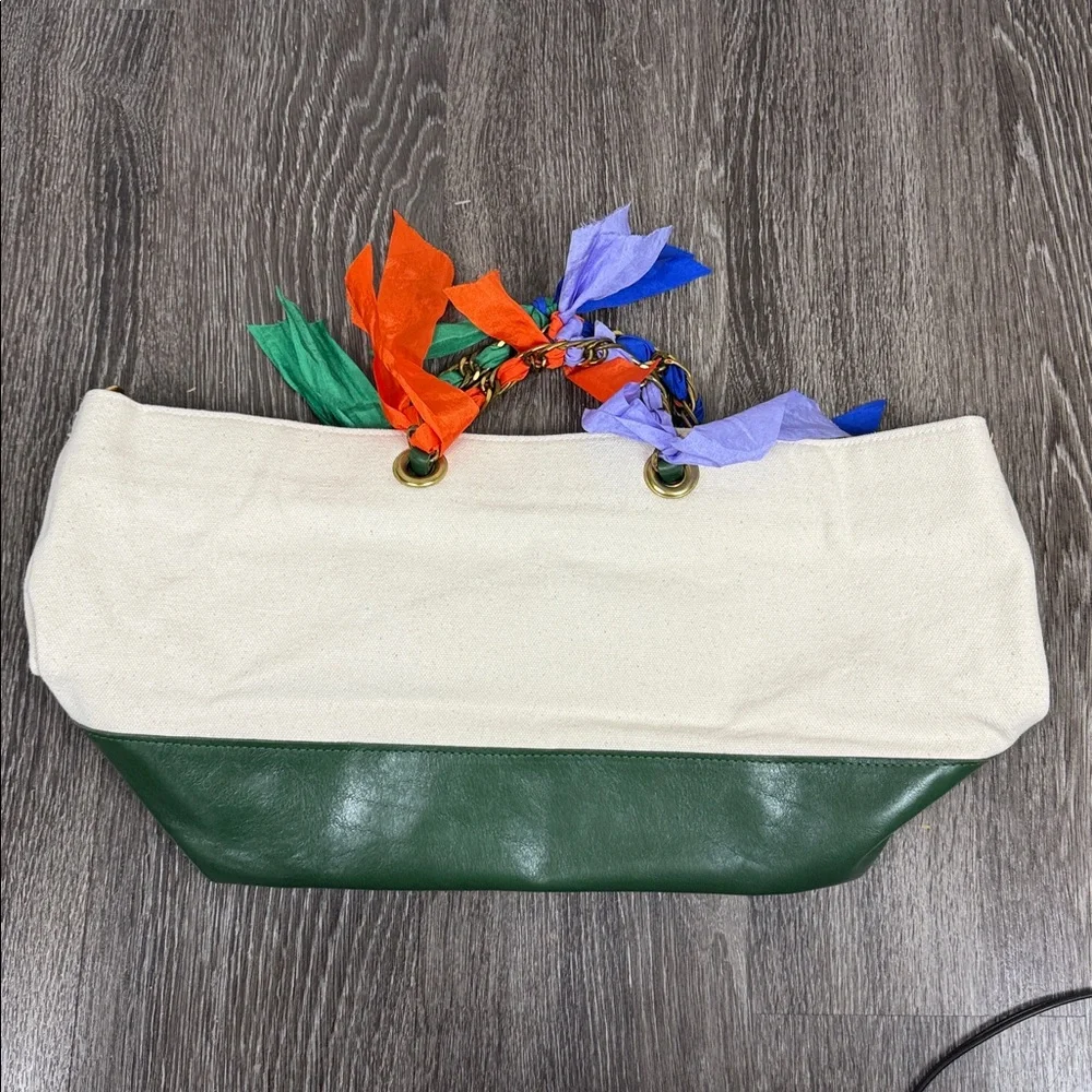 Clare V x Oui Want Limited Editon Leather Trimmed Ribbon Tote - Picture 6 of 14